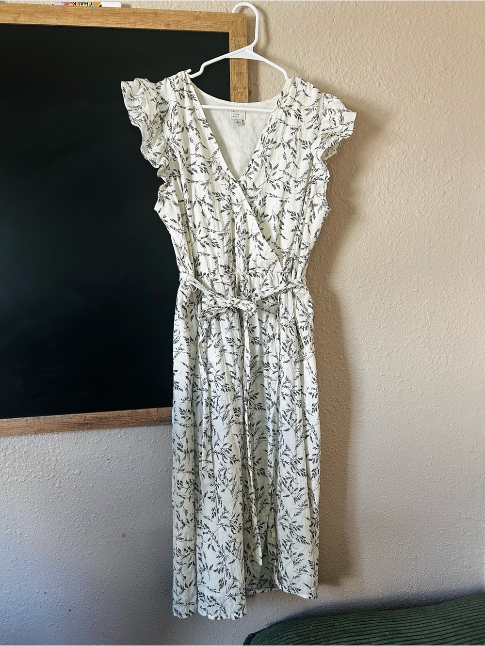 a new day White Floral Wrap Midi Dress with Tie